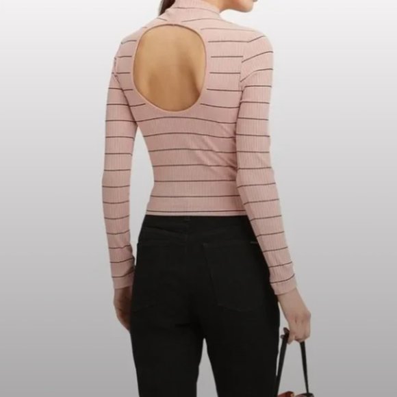 INTERMIX Tops - INTERMIX Bobbie Open Back Pink Striped Top Women's L